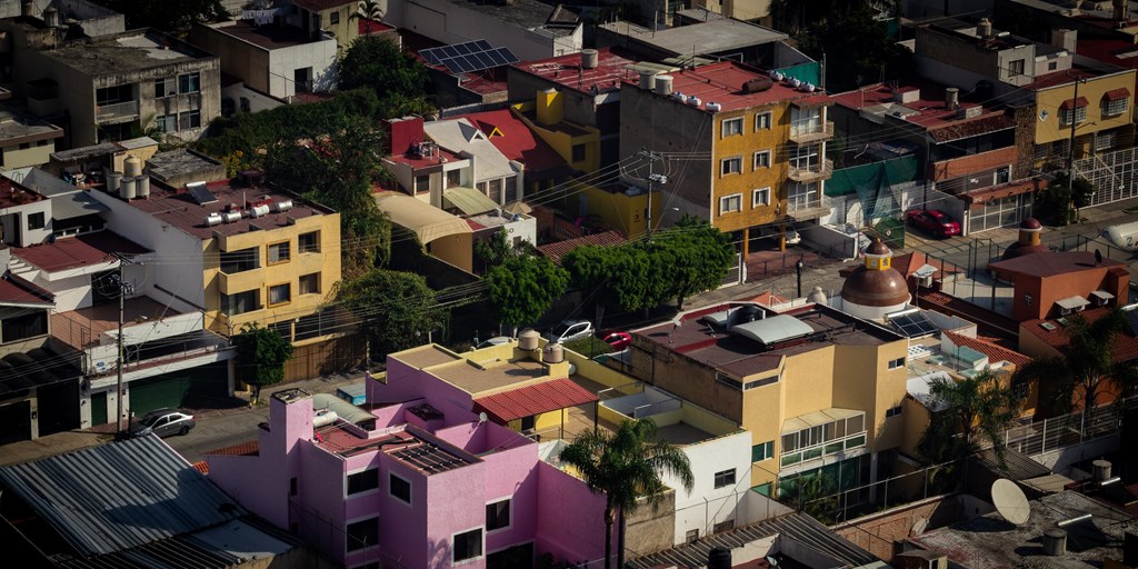 Ariel View of Colourful Suburb
